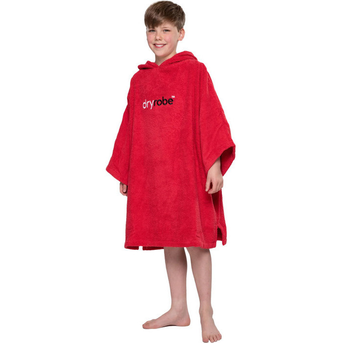 2026 Dryrobe Junior Organic Cotton Hooded Towel Robe V3DRJOCTR - Red